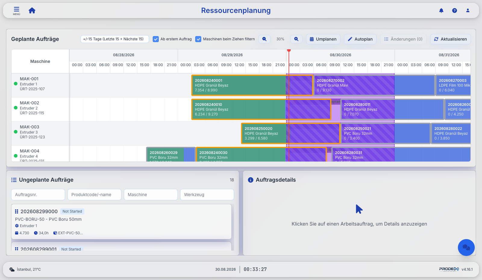 Prodex drag-and-drop resource scheduling Gantt