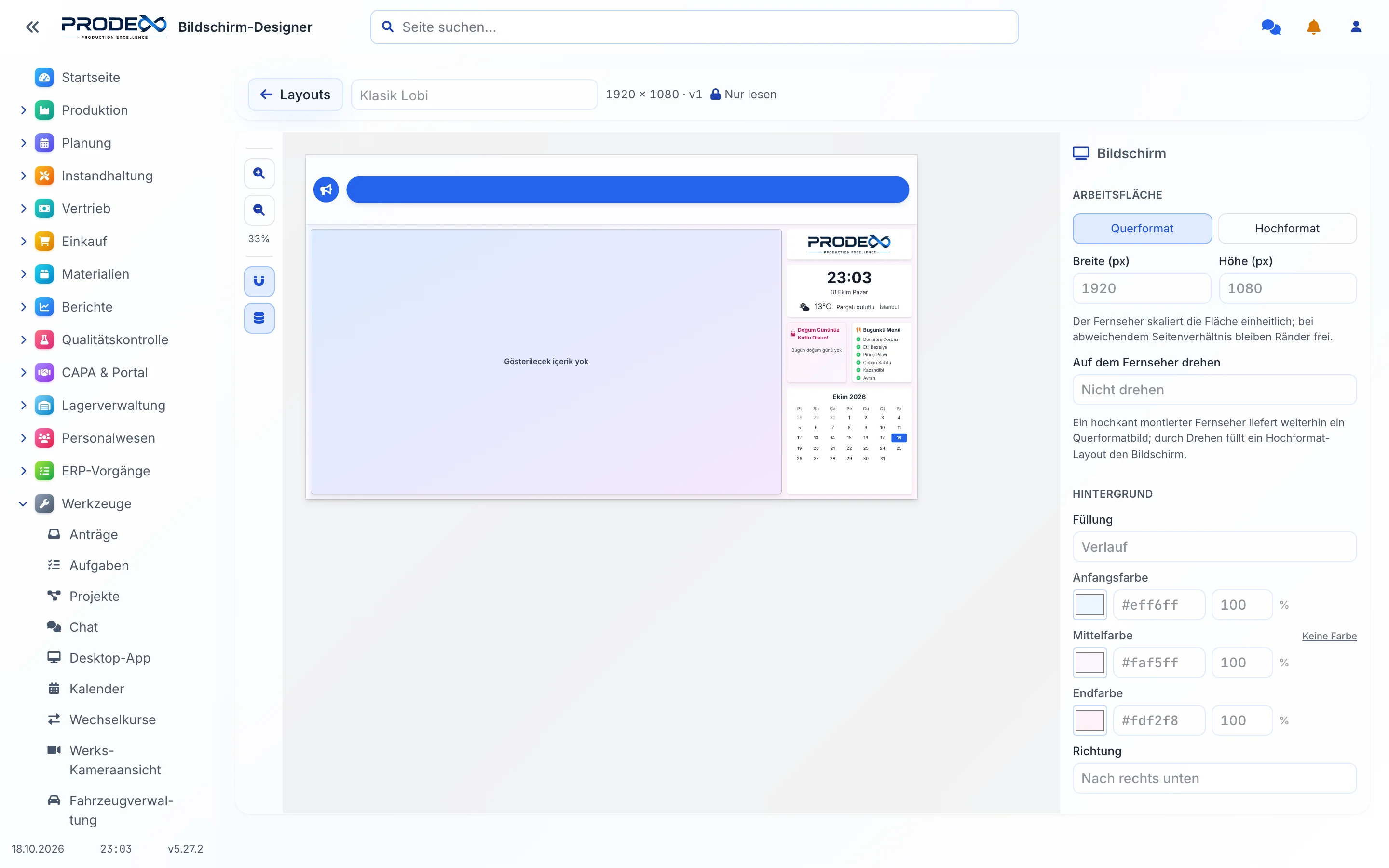 Prodex screen designer