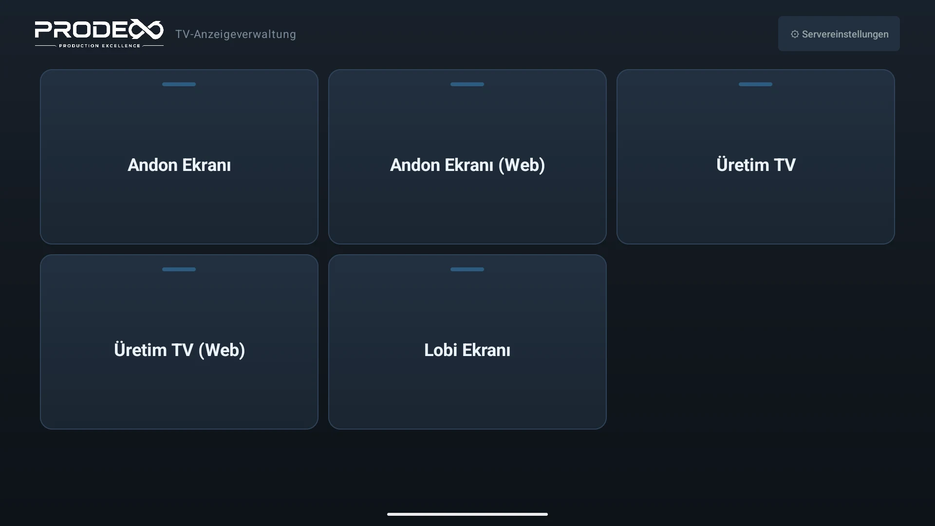 Page picker of the Prodex TV Agent app