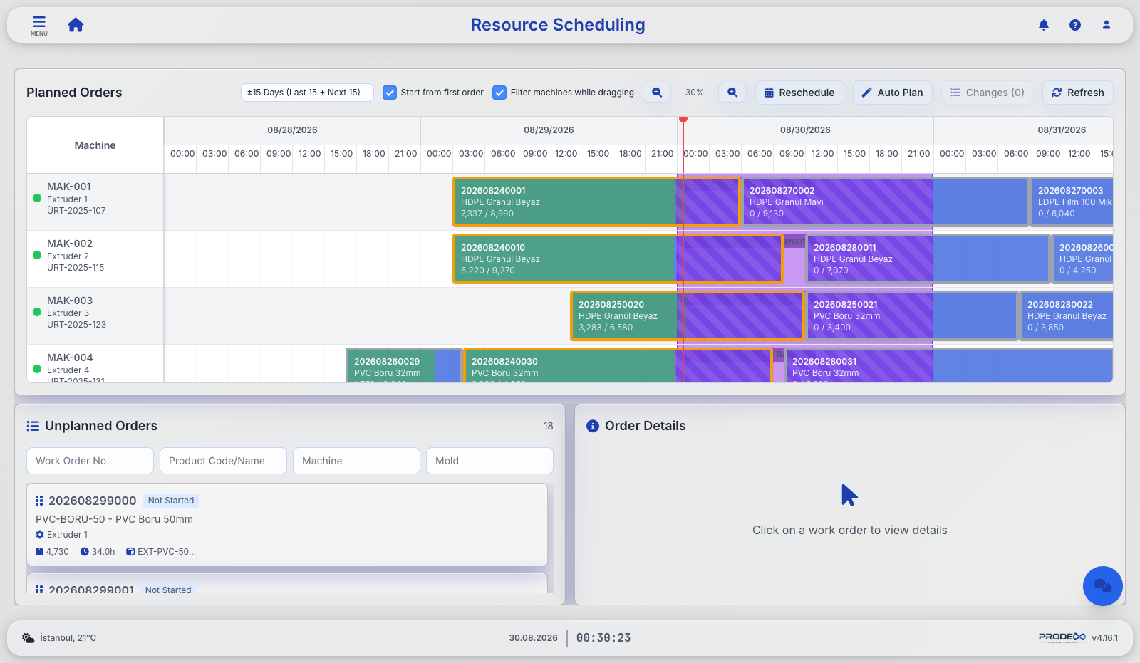 Prodex drag-and-drop resource scheduling Gantt