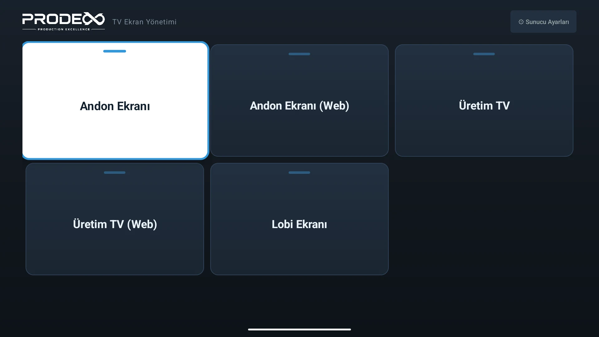 Page picker of the Prodex TV Agent app